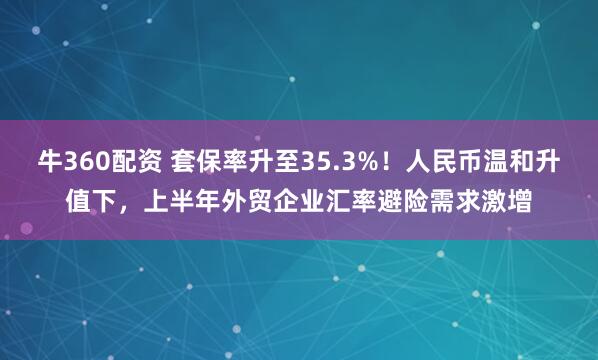 牛360配资 套保率升至35.3%！人民币温和升值下，上半年外贸企业汇率避险需求激增